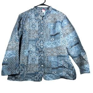 Vintage Tutor Court Womens Jacket Blue Tapestry Boho 100% Polyester XX